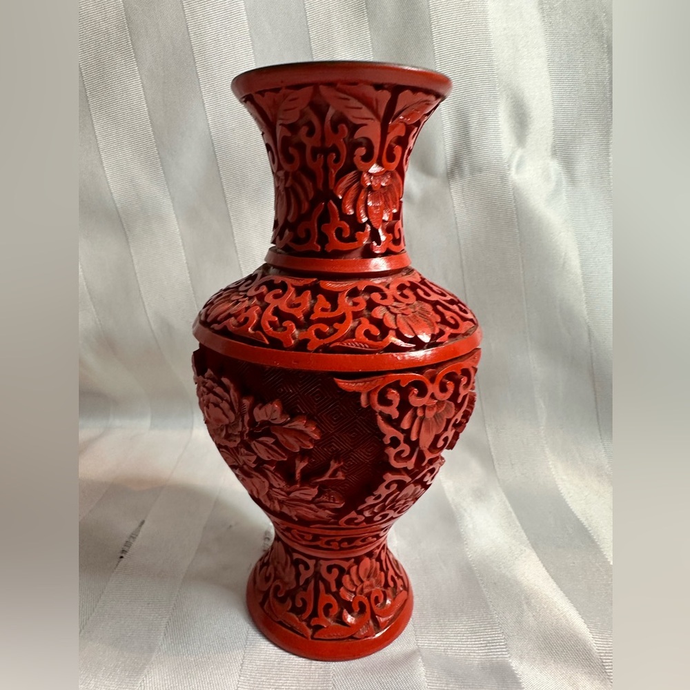Vintage Cinnabar Blue Enamel Brass Vase. Approximate height 6.5” - Picture 4 of 8